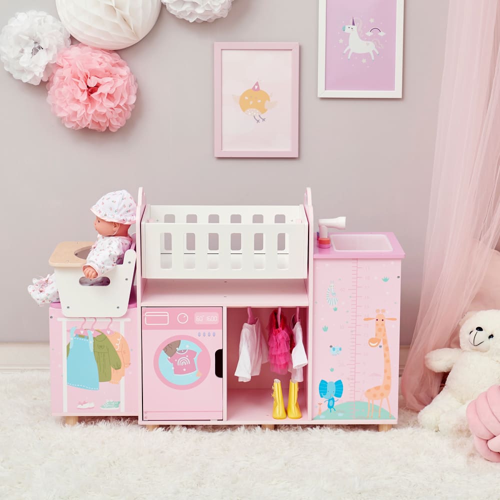 6-in-1 Puppen-Nursery mit Wiege, 63cm, Rosa - Maisons Du Monde