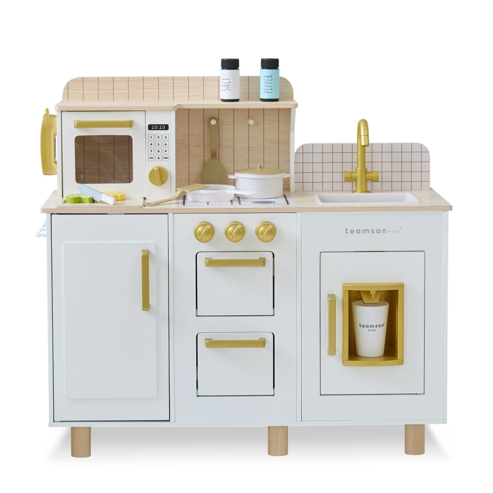 Cuisine jouet bois enfant, 17 accessoires, 75cm, Blanc Cuisine jouet bois enfant, 17 accessoires, 75cm, Blanc