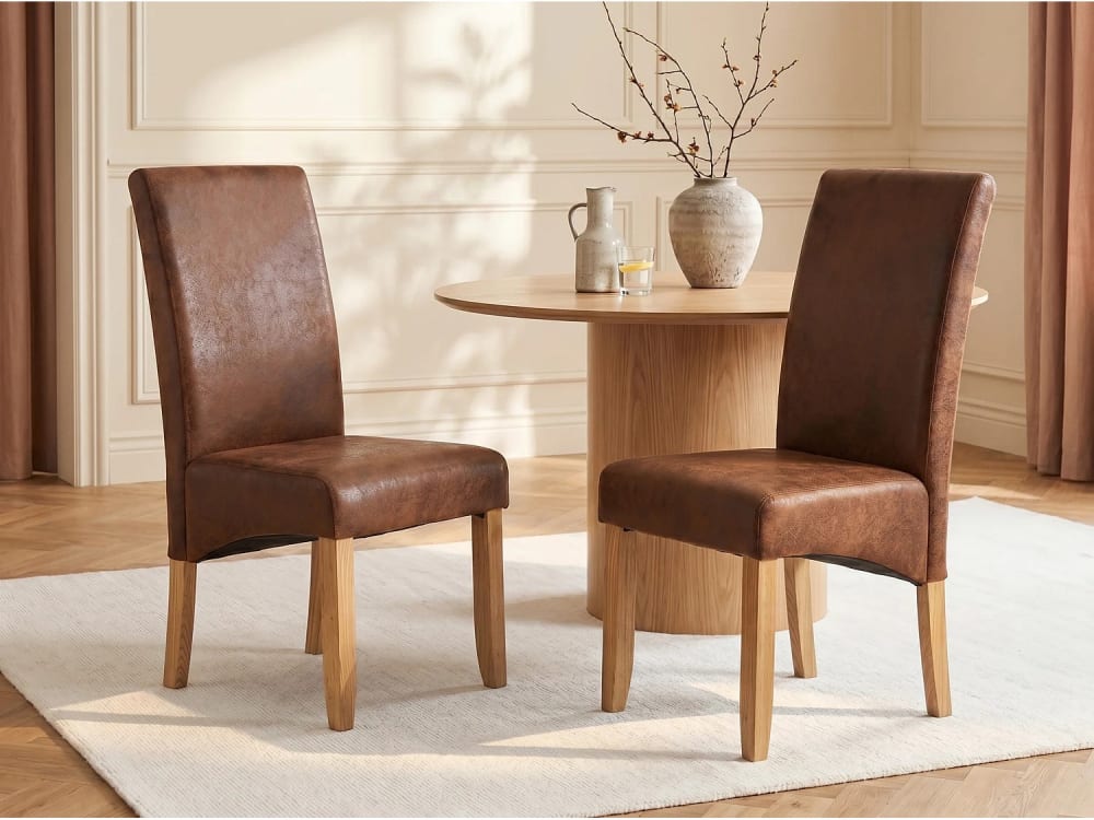 Lot de 6 chaises microfibre marron chocolat