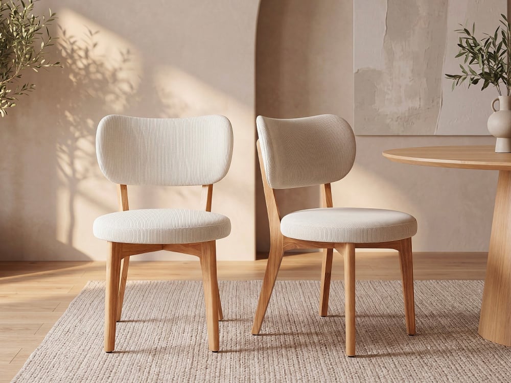 Lot de 6 chaises hévéa blanc