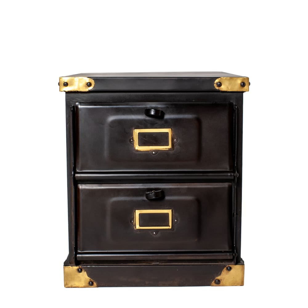 Table de chevet en métal noir 2 clapets