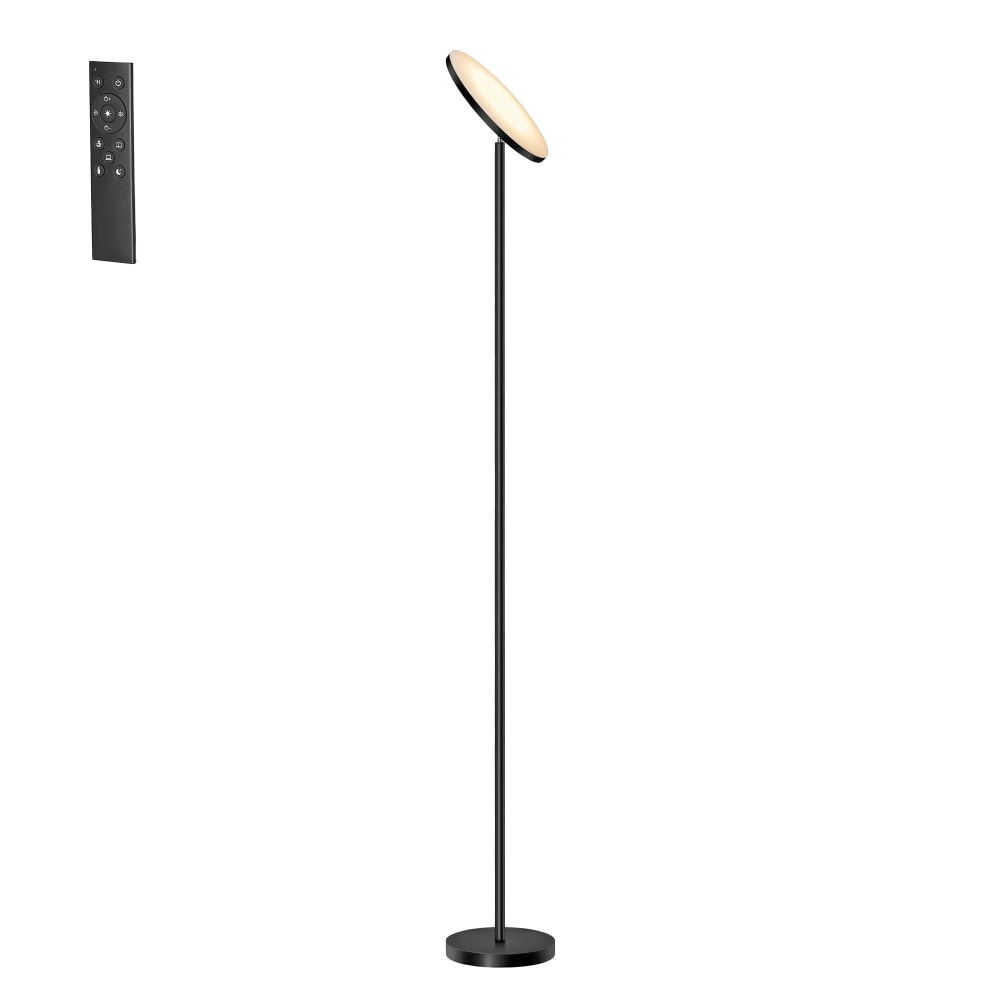 Lampadaire sur pied tête pivotante télécommande pour salon bureau noir Lampadaire sur pied tête pivotante télécommande pour salon bureau noir