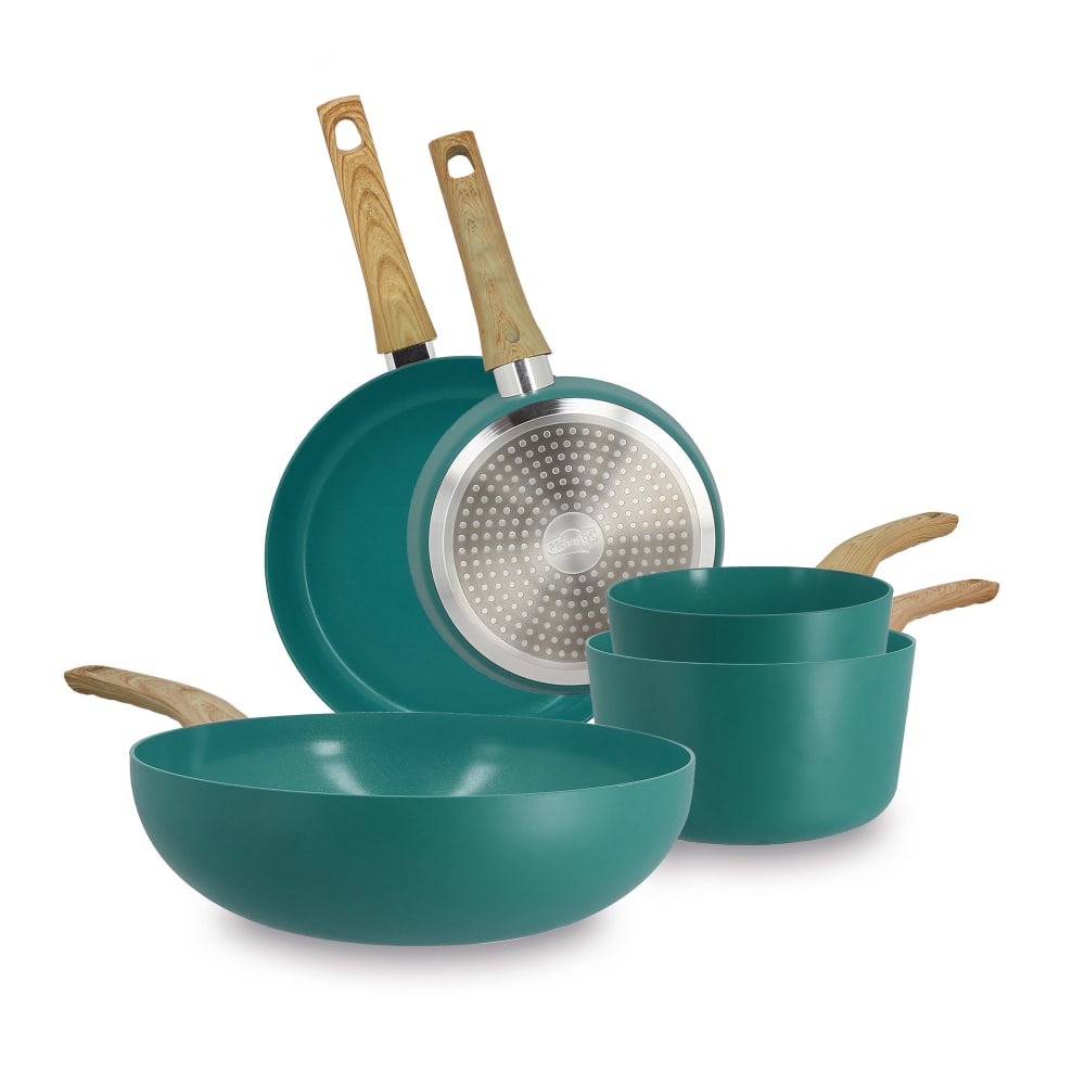 Batterie de cuisine 5 pièces en aluminium recyclé bleu - tous feux