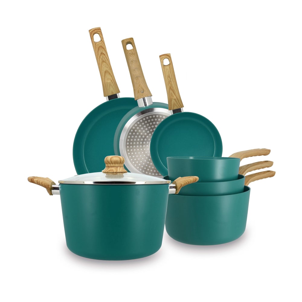 Batterie de cuisine 7 pièces en céramique bleu - tous feux