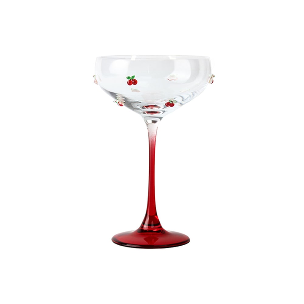 Lot de 4 coupes à champagne 27cl à motif cerise