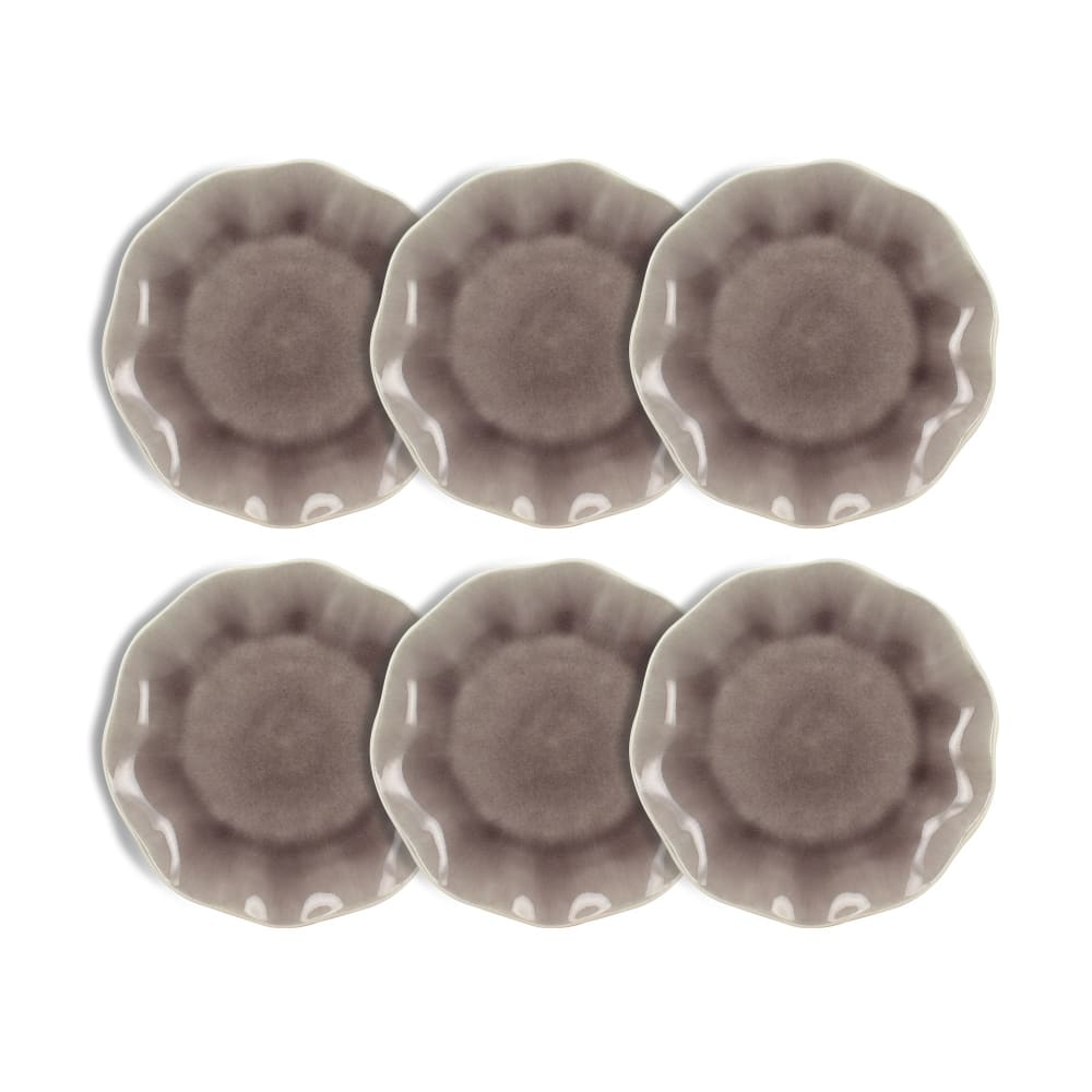 Lot de 6 assiettes à dessert 21,5cm en grès émaillée parme