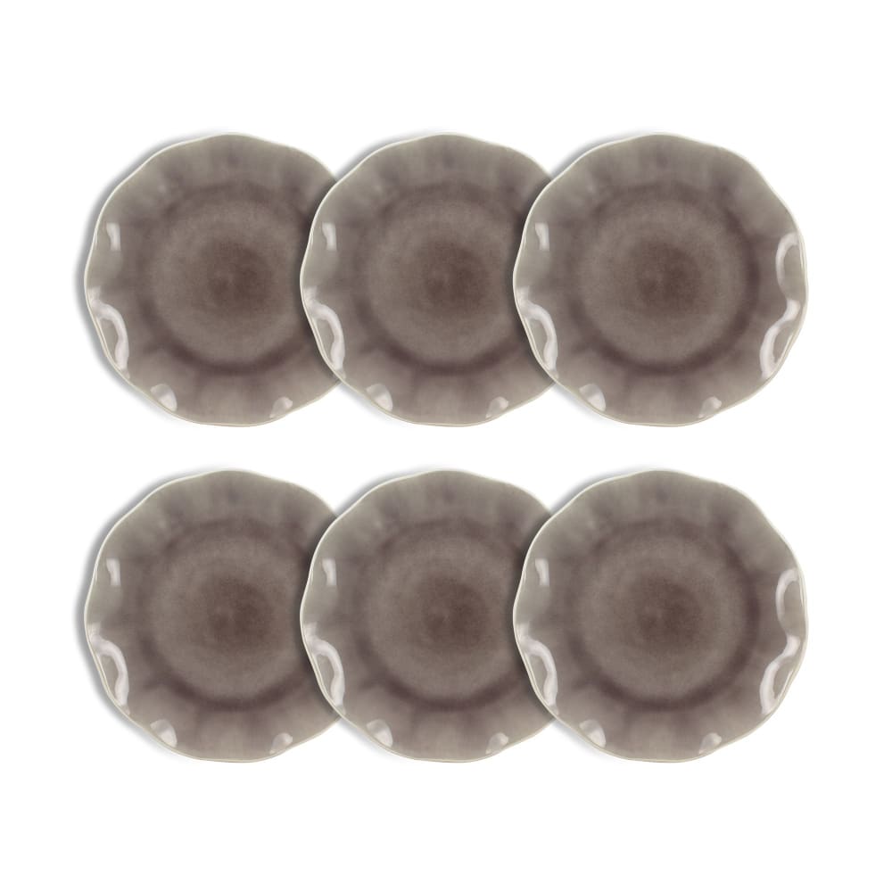 Lot de 6 assiettes plates 26,5cm en grès émaillée parme