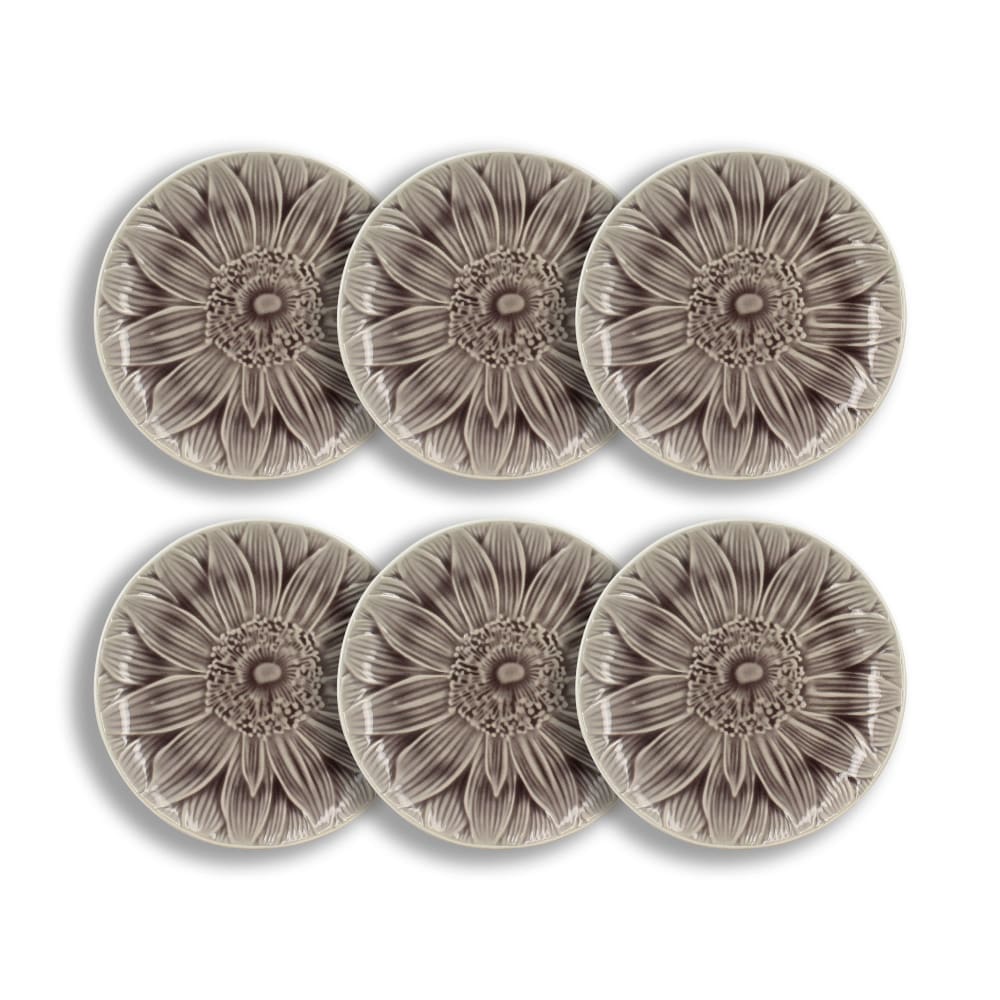 Lot de 6 assiettes à dessert 20,5cm en grès émaillée parme