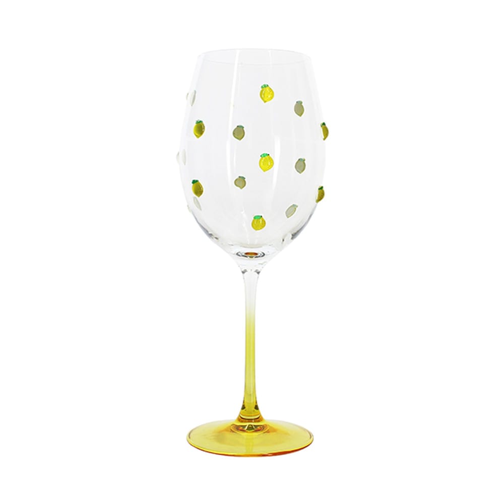 Lot de 4 verres à pied 43,5cl à motif citron