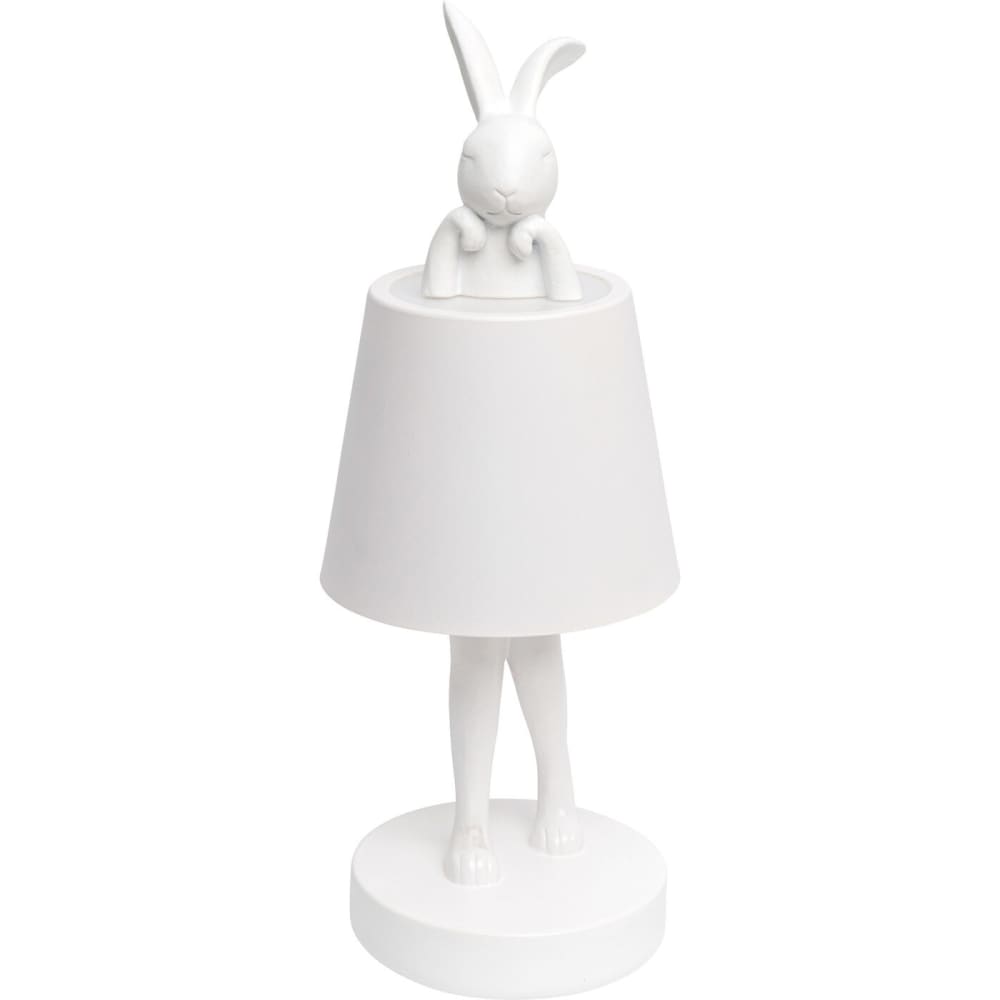 Tischleuchte Hase mit Stahl-Schirm, weiß, H29cm - Maisons Du
