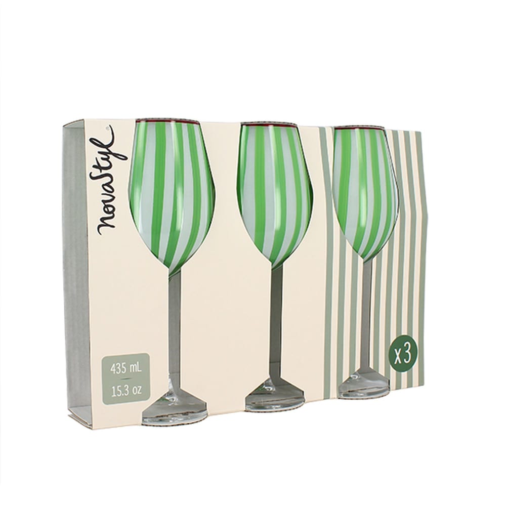 Lot de 3 verres à pied 43,5cl vert - Maisons du Monde