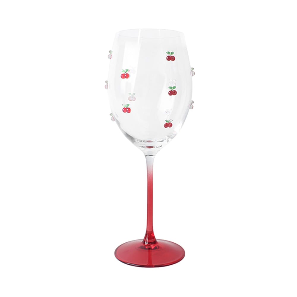 Lot de 4 verres à pied 43,5cl à motif cerise