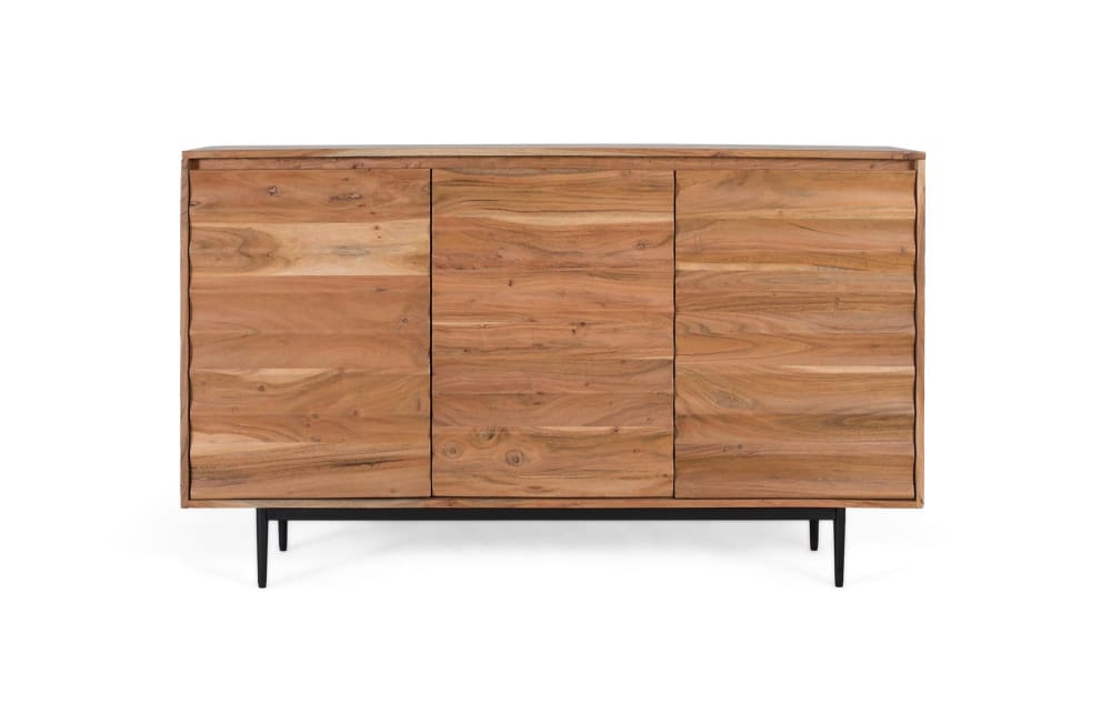 Buffet en bois d'acacia massif avec étagères intérieures