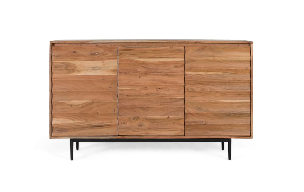 GINER Y COLOMER Sideboard aus massivem Akazienholz mit Innenregalen Braun