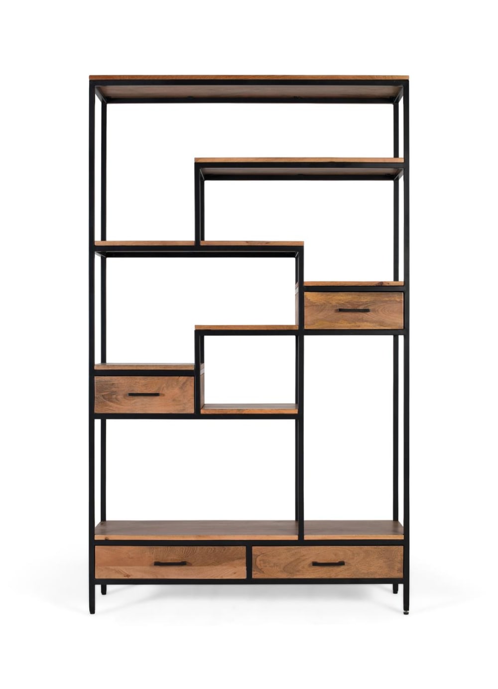 Bibliothèque avec structure en fer laqué et motif géométrique, 182 cm