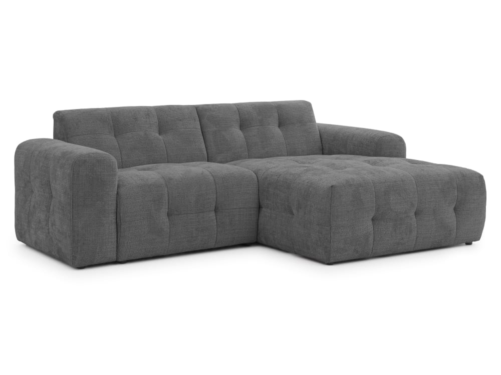 S-Style Ecksofa im Bumpy-Design mit fester Rückenlehne aus Grau Chenille style modern Grau Holz