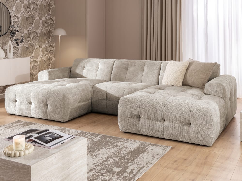 Wohnlandschaft im Bumpy-Design mit fester Rückenlehne aus
