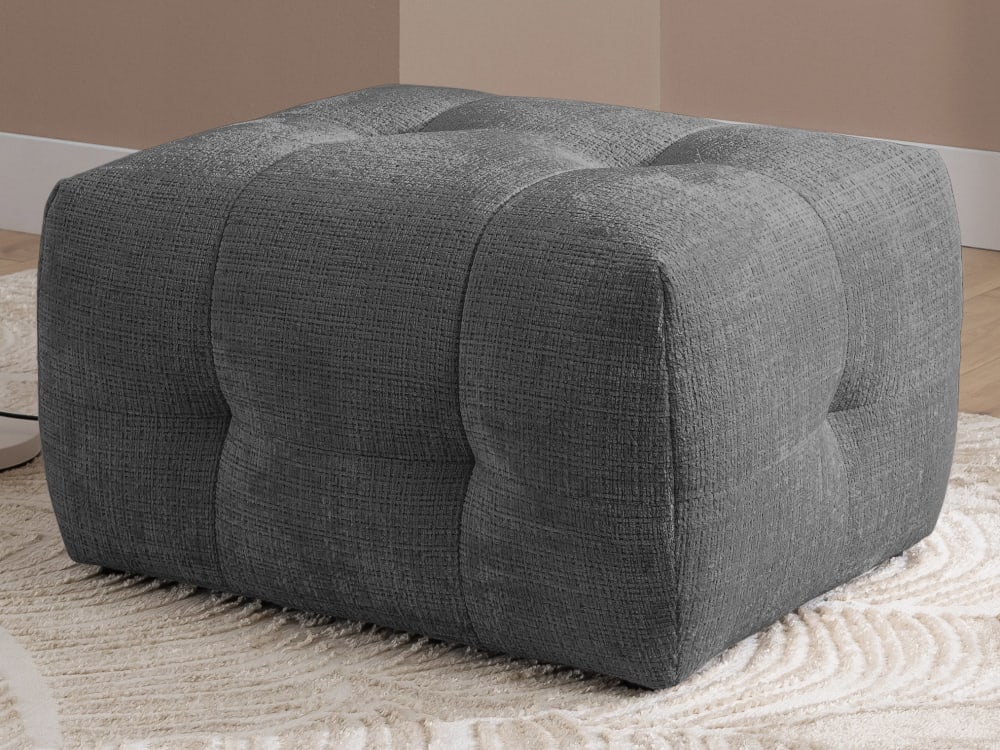 Hocker im Bumpy-Design aus weichem Grau Chenille-Stoff - Maisons