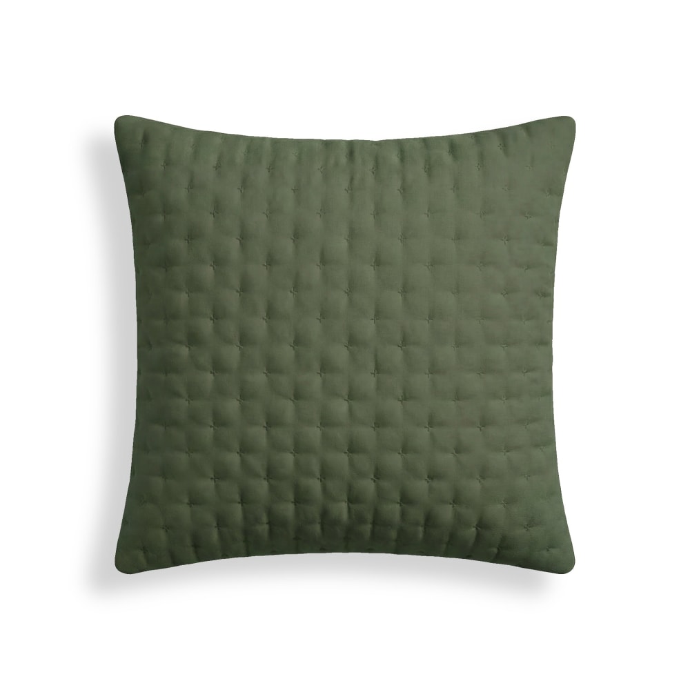 Taie d’oreiller unie matelassée vert bouteille 65x65 cm