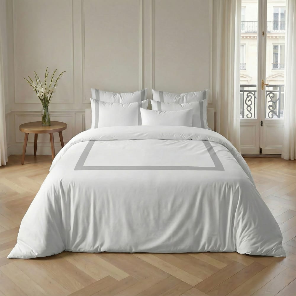Bettbezug aus 100 % Baumwolle, 200 Fäden Silber 180x220 cm -