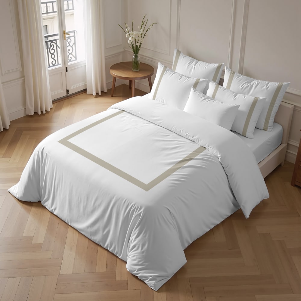 Bettbezug aus 100 % Baumwolle, 200 Fäden Beige 140x200 cm -