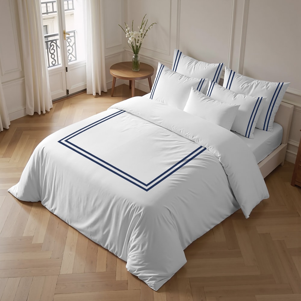 Bettbezug aus 100 % Baumwolle, 200 Fäden Blau 220x220 cm -