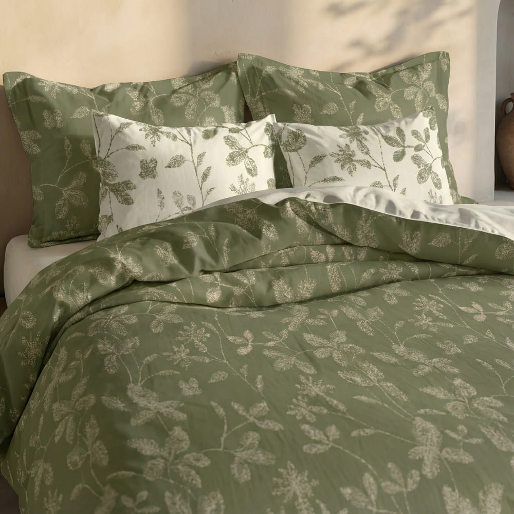 Housse de couette 100 % coton 200 fils vert 155x220 cm