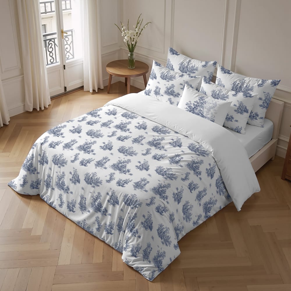 Bettbezug aus 100 % Baumwolle, 200 Fäden Blau 140x200 cm -
