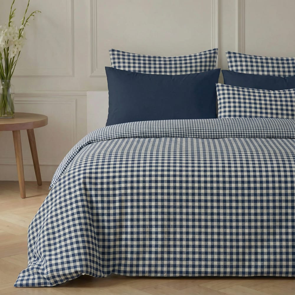 Wendbarer Bettbezug aus 100 % Baumwolle Marineblau 240x220 cm -