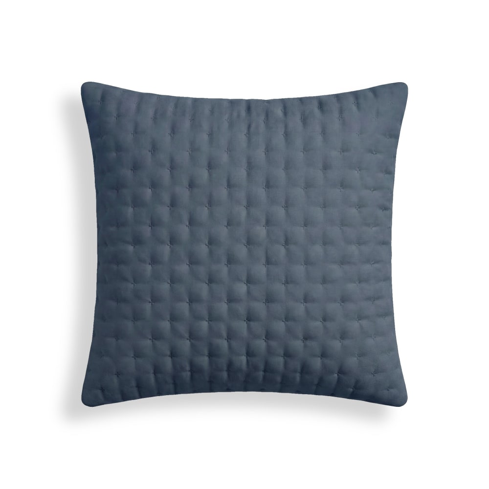 Taie d’oreiller unie matelassée bleu foncé 65x65 cm