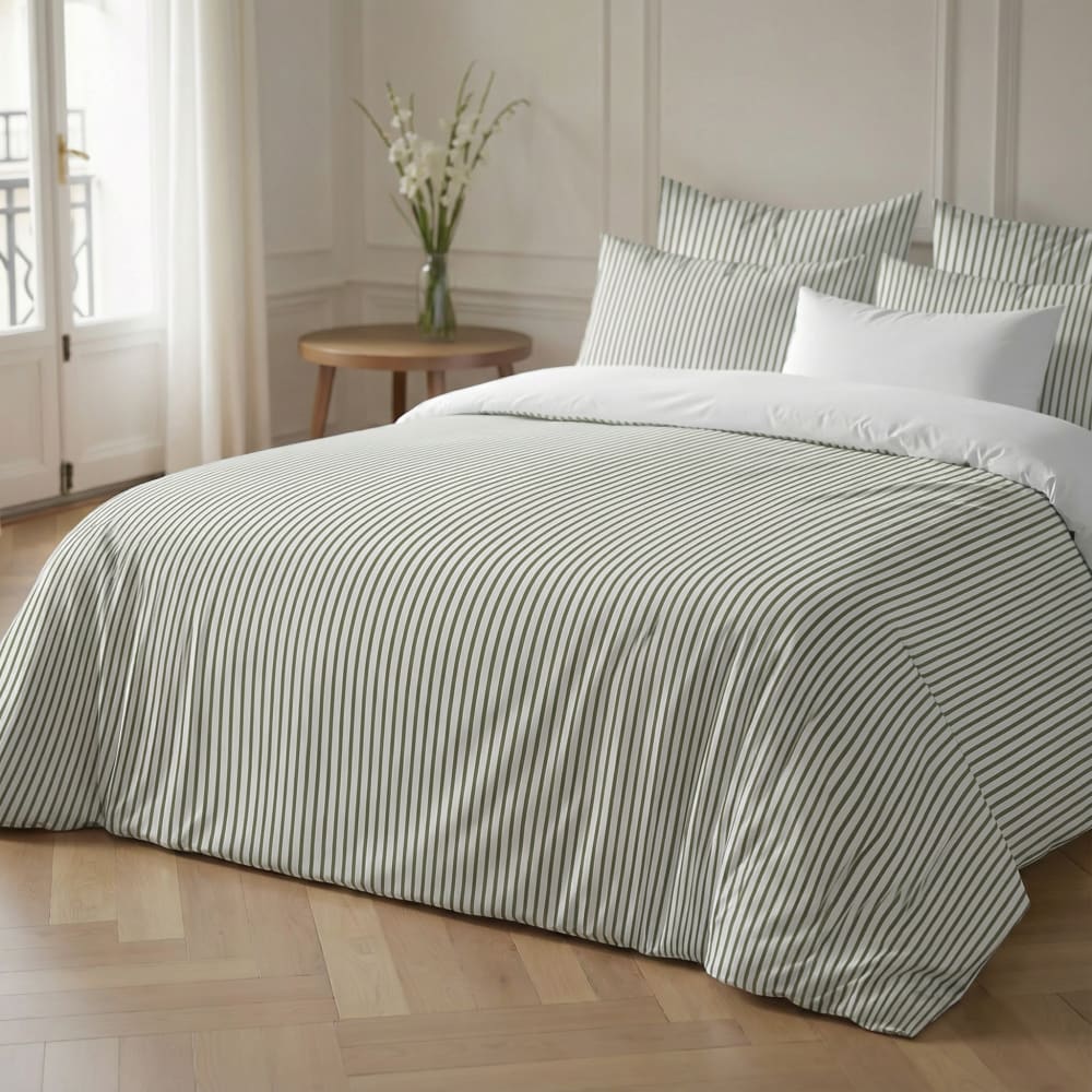 Housse de couette 100 % coton 200 fils vert 220x220 cm
