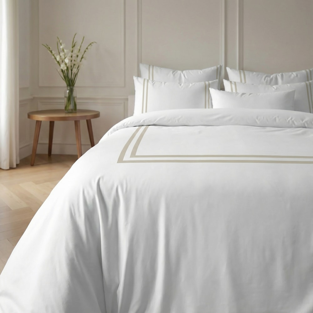 Terracota Bettbezug aus 100 % Baumwolle, 200 Fäden Beige 180x220 cm Beige Baumwolle