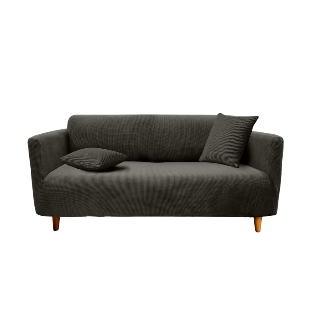 Housse de canapé extensible polyester gaufré gris 180x230cm