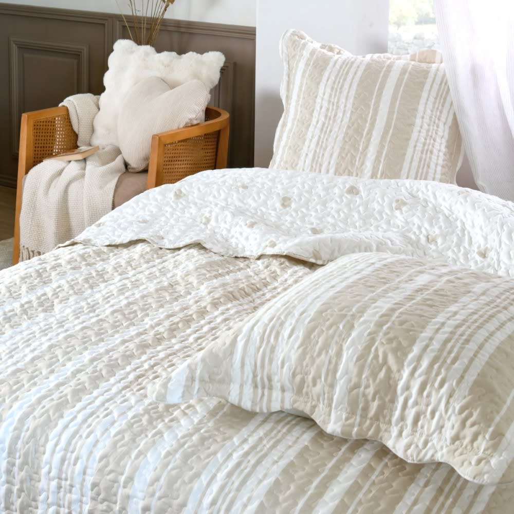 Couvre lit  polyester Beige 220x240