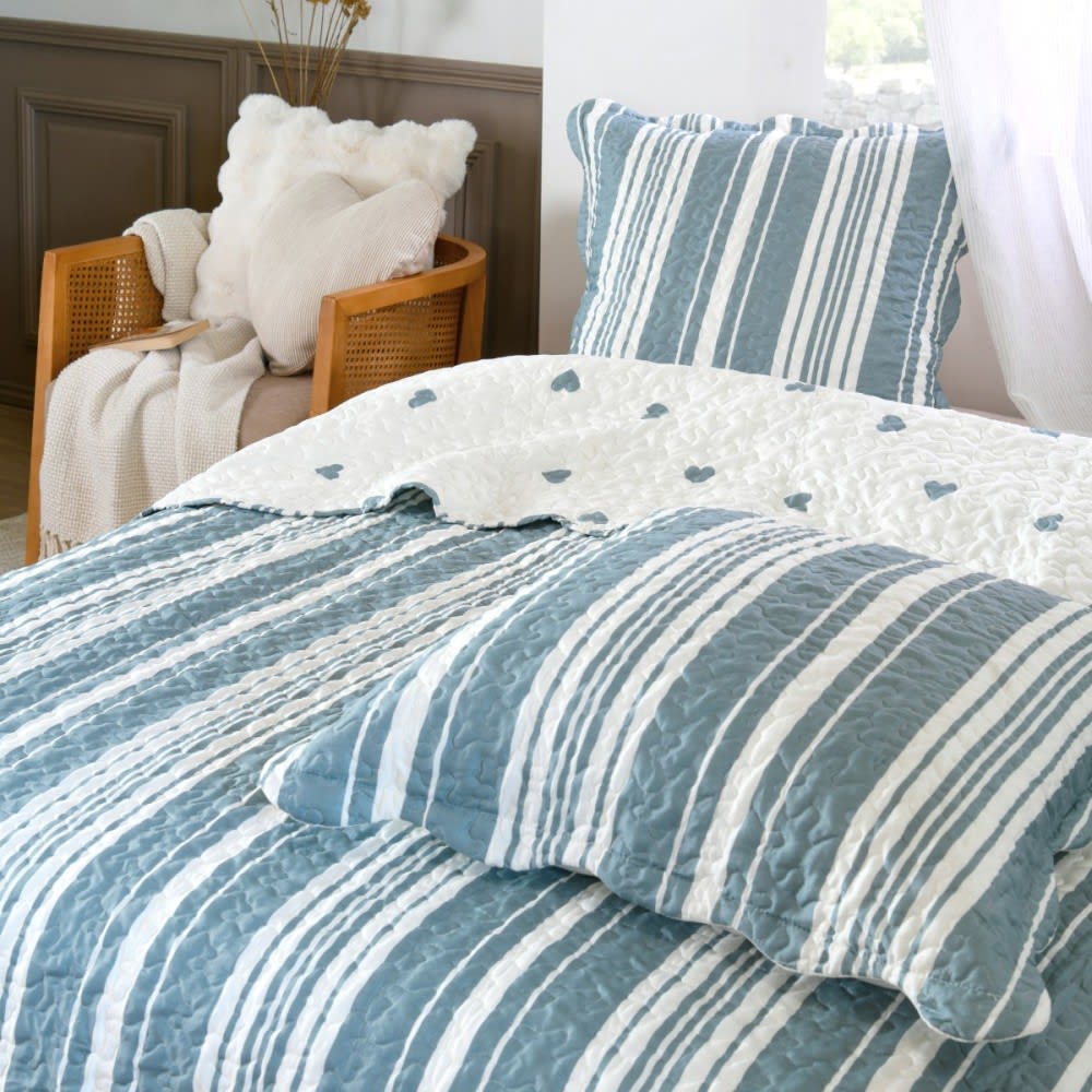 Couvre lit  polyester Bleu 220x240