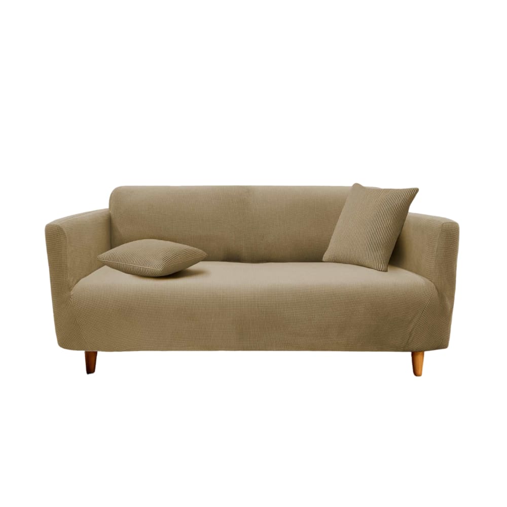 Housse de canapé extensible polyester gaufré lin 180x230cm