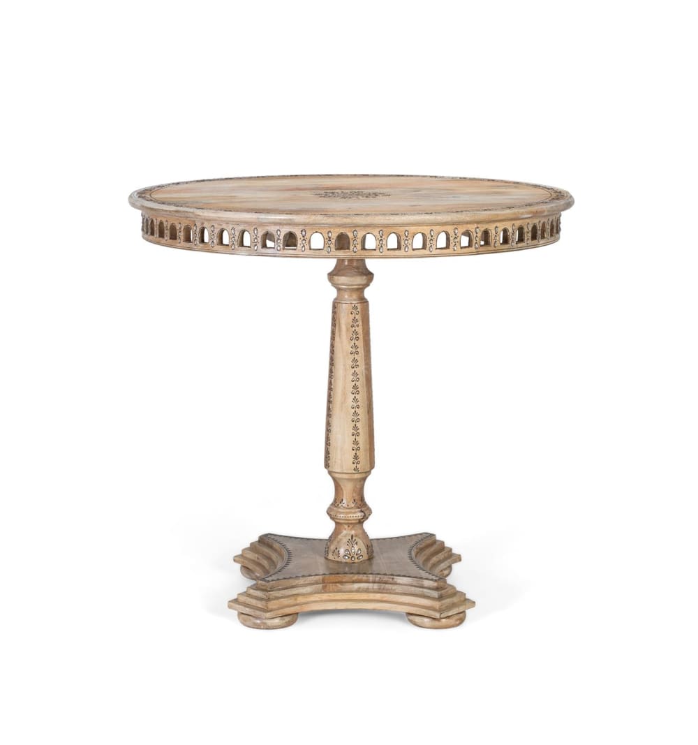 Table à manger ronde en manguier massif, diamètre 80 cm