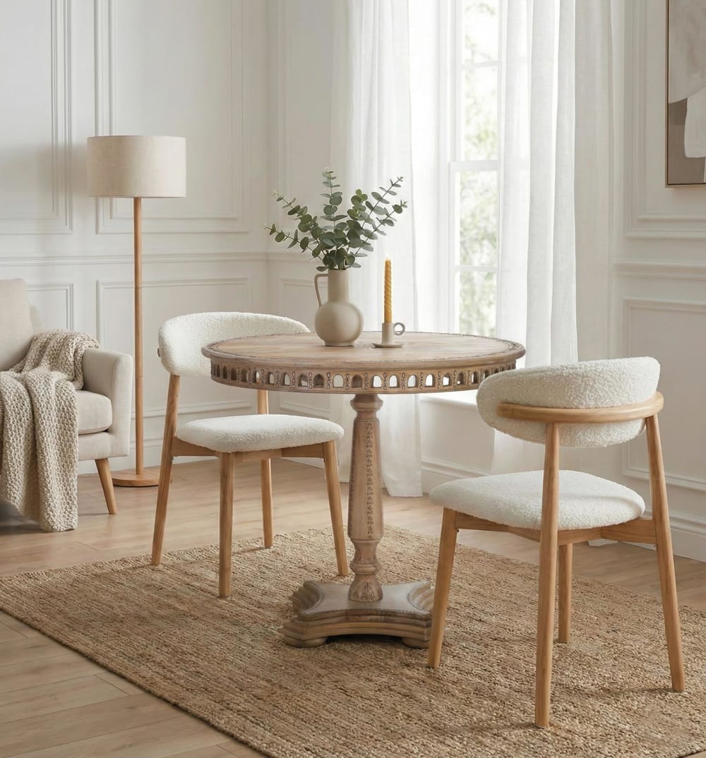 Table à manger ronde en manguier massif, diamètre 80 cm