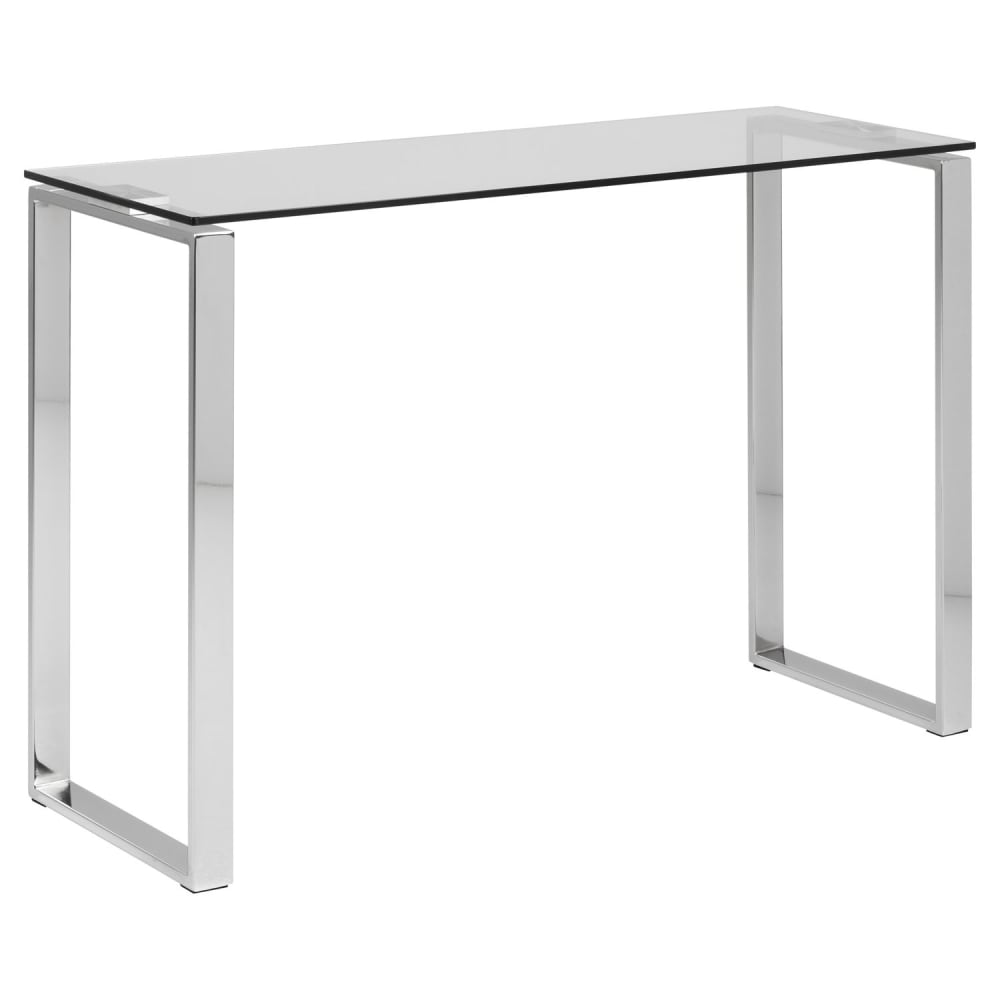 Console plateau verre et pieds chromés Argent