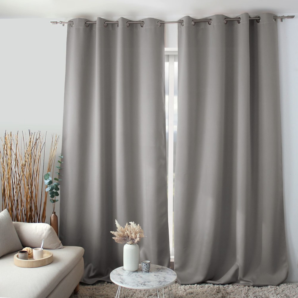 Rideau occultant ignifugé gris clair 140 x 260 cm