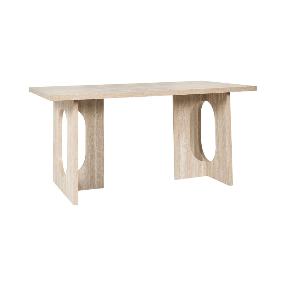Table à manger effet travertin pour 4 personnes Beige