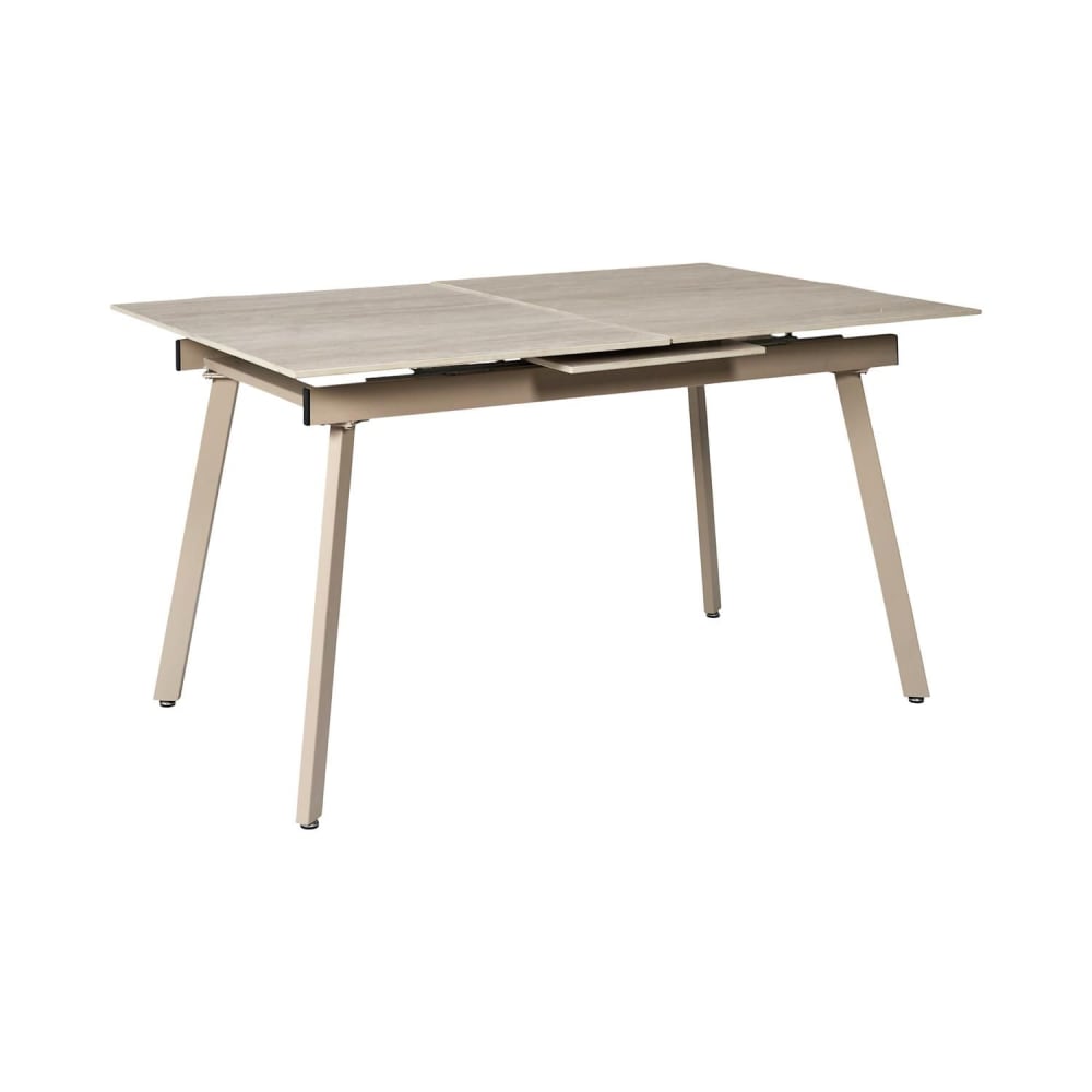 Table à manger extensible effet travertin pour 6 à 8 personnes Beige