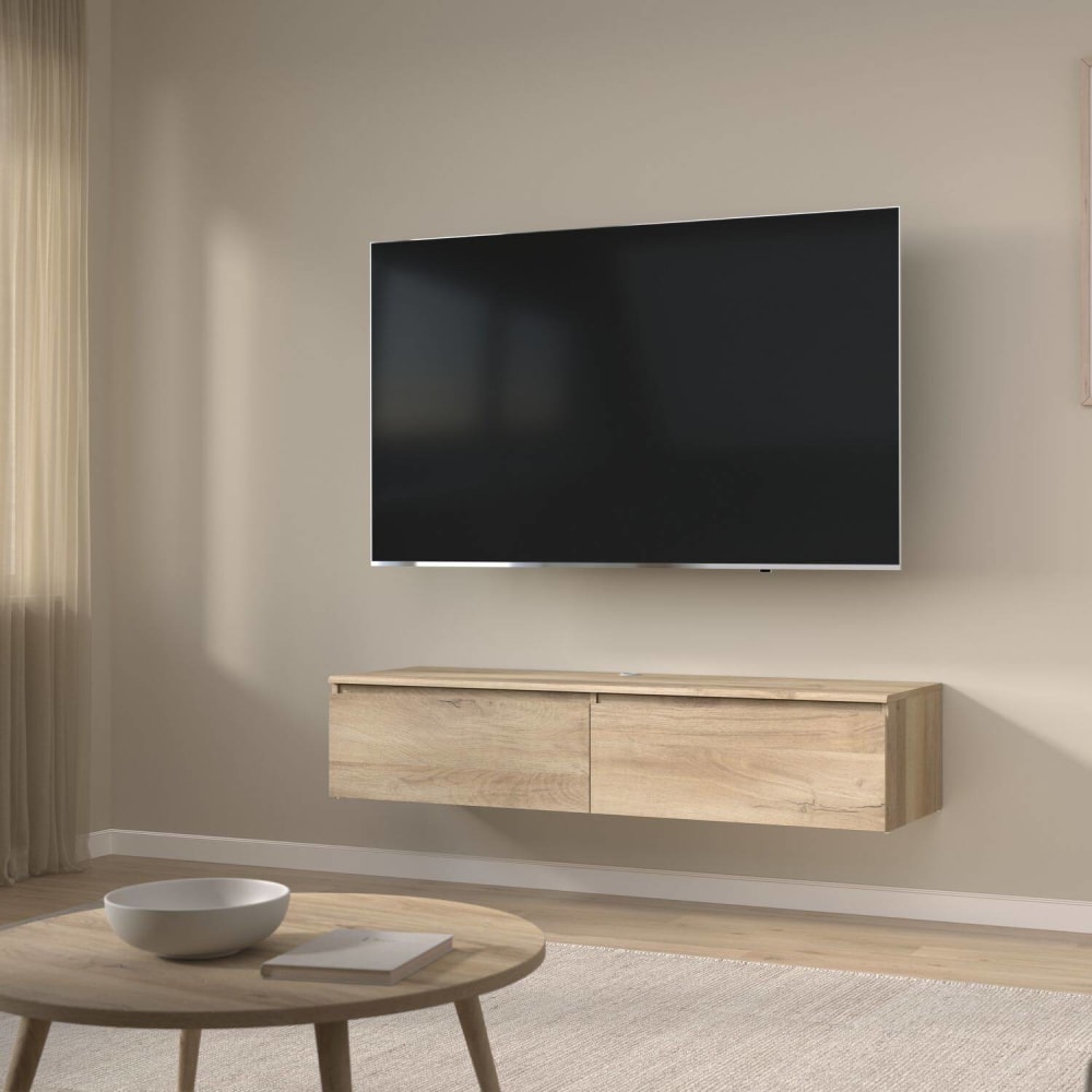 Meuble tv effet bois clair l138