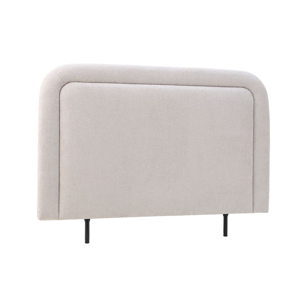 Tête de lit en tissus beige et pieds noir largeur 160