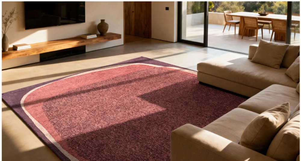 Novatrend Moderner flachgewebter Teppich Violett 170x240 cm style modern Violett Pes - Polyester
