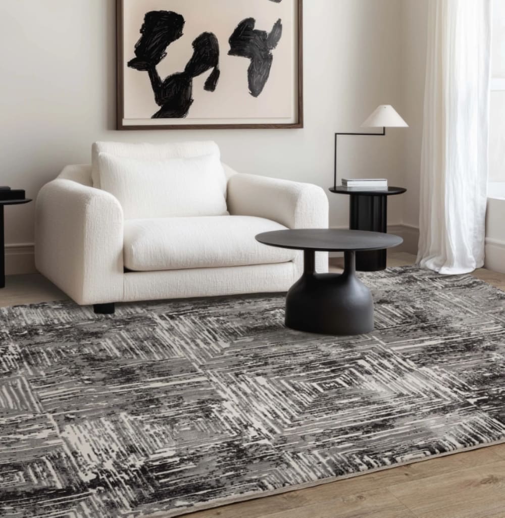 Novatrend Moderner Teppich für Wohnzimmer Grau 200x290 cm style modern Grau Pp - Polypropylen