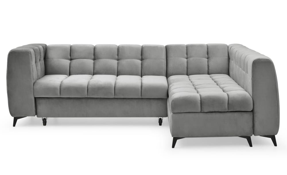 Canapé d'angle convertible velours gris
