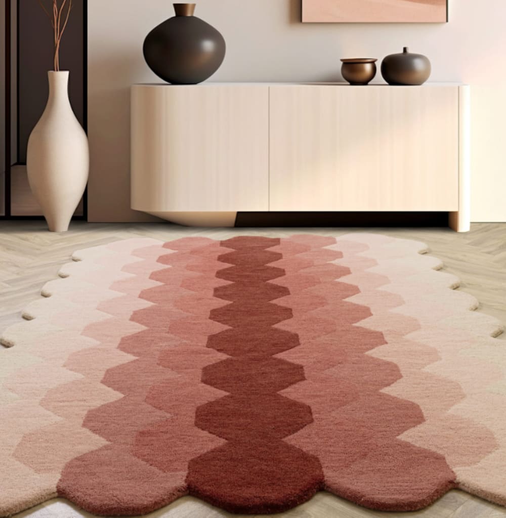 Novatrend Moderner handgetufteter Wollteppich Rosa 200x290 cm style modern Rosa Wolle
