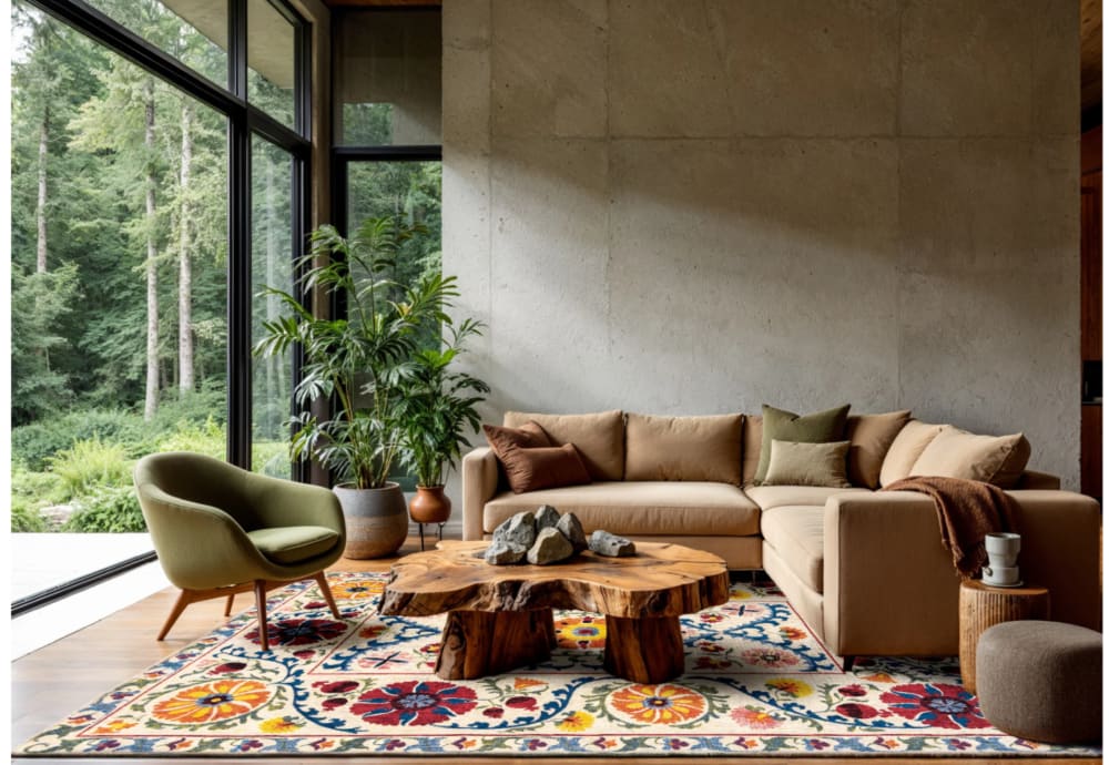 Tapis style orient tissé plat  Blanc 200x280 cm