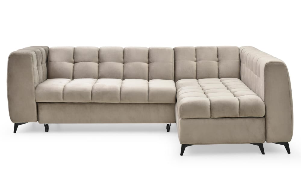 Canapé d'angle convertible velours taupe